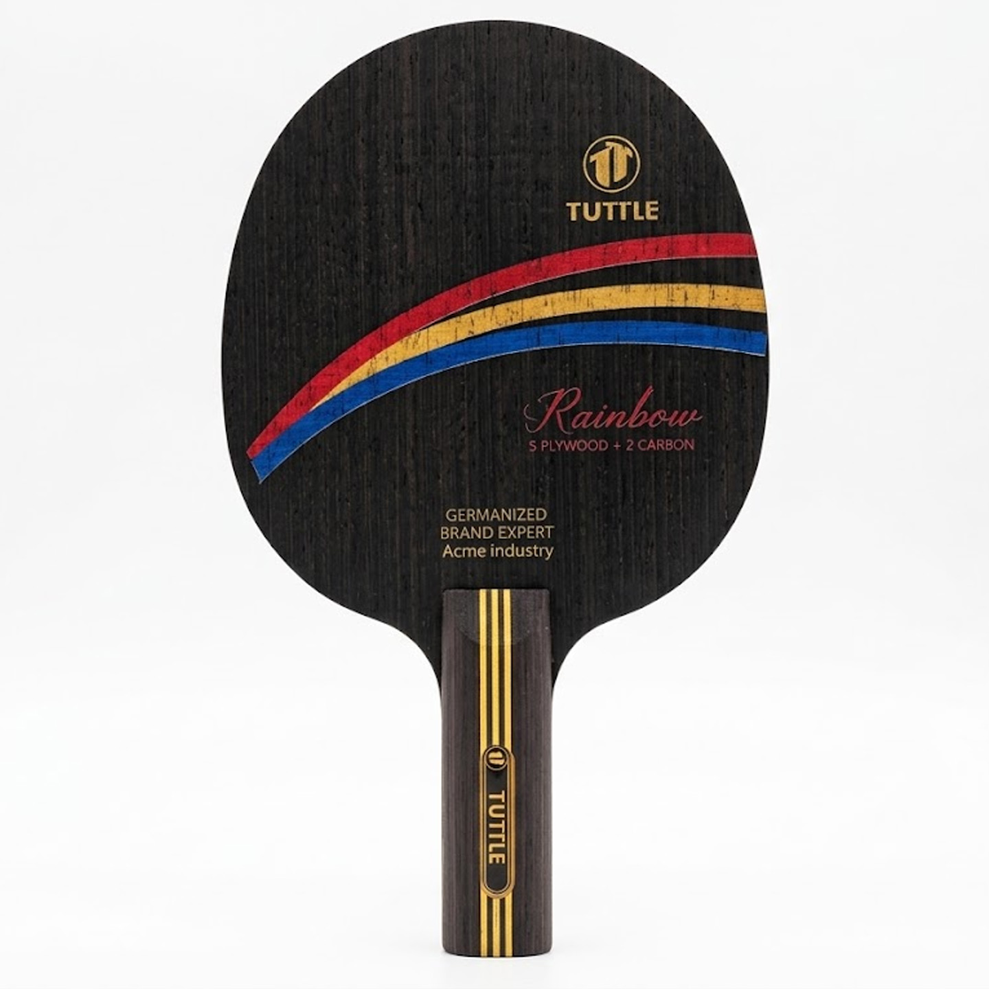 Table Tennis Custom Bat - TUTTLE Black Rainbow Carbon Table Tennis