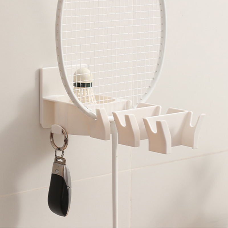 Table Tennis Ball - No‑Drill Wall‑Mounted Badminton Racket Holder With