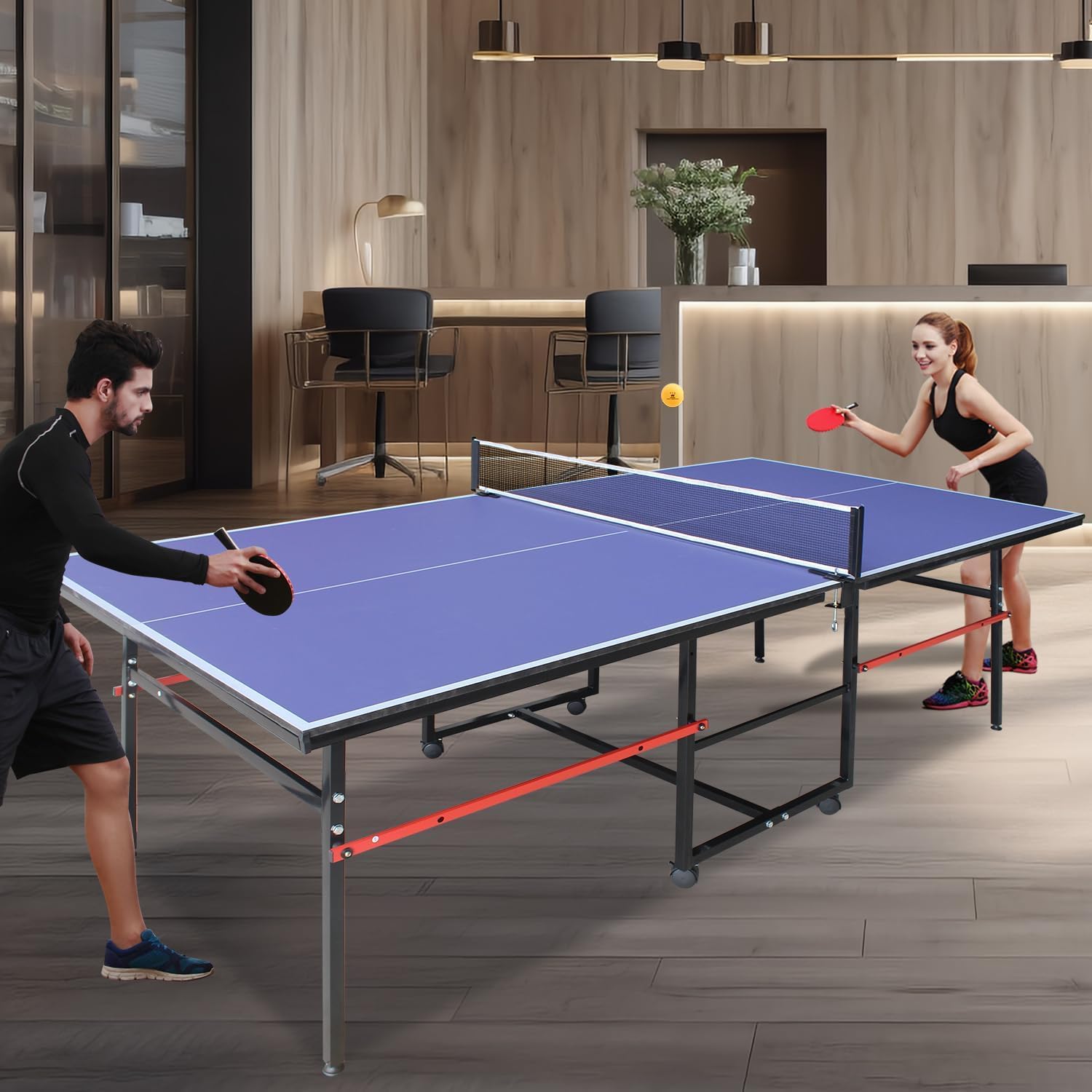 8 ft Portable Ping Pong Table， - Table Tennis Youth ulasan dan harga