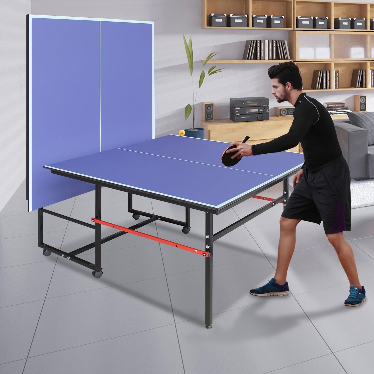8 ft Portable Ping Pong Table， - Table Tennis Youth ulasan dan harga
