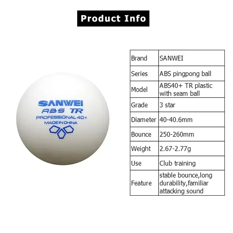 50/100pcs SANWEI TR 3 Star Tab - Table Tennis Ball ulasan dan harga